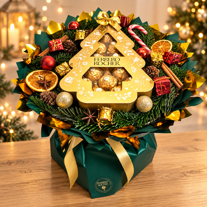 Weihnachtsstrauß Ferrero Rocher Tanne – Deluxe Schokoladengeschenk