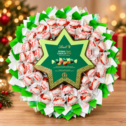 Weihnachtsstrauß mit Lindt Dubai Star & Raffaello – Deluxe