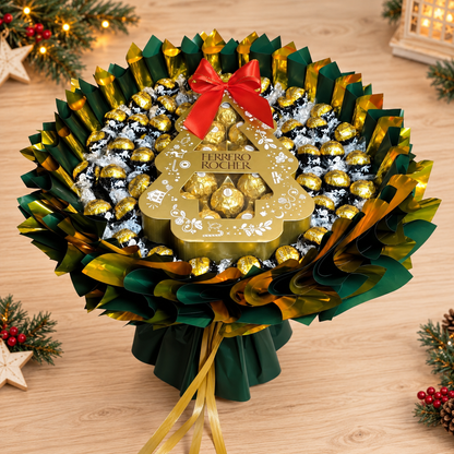 Ferrero Rocher & Lindt Lindor 70% Cacao Weihnachtsstrauß – Deluxe