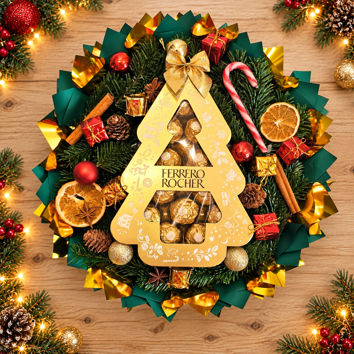 Weihnachtsstrauß Ferrero Rocher Tanne – Deluxe Schokoladengeschenk