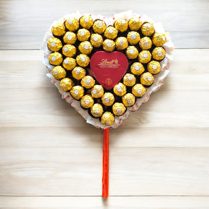 Herzförmiger Pralinen-Lolli – Ferrero Rocher & Lindt „Von Herzen“ Geschenk