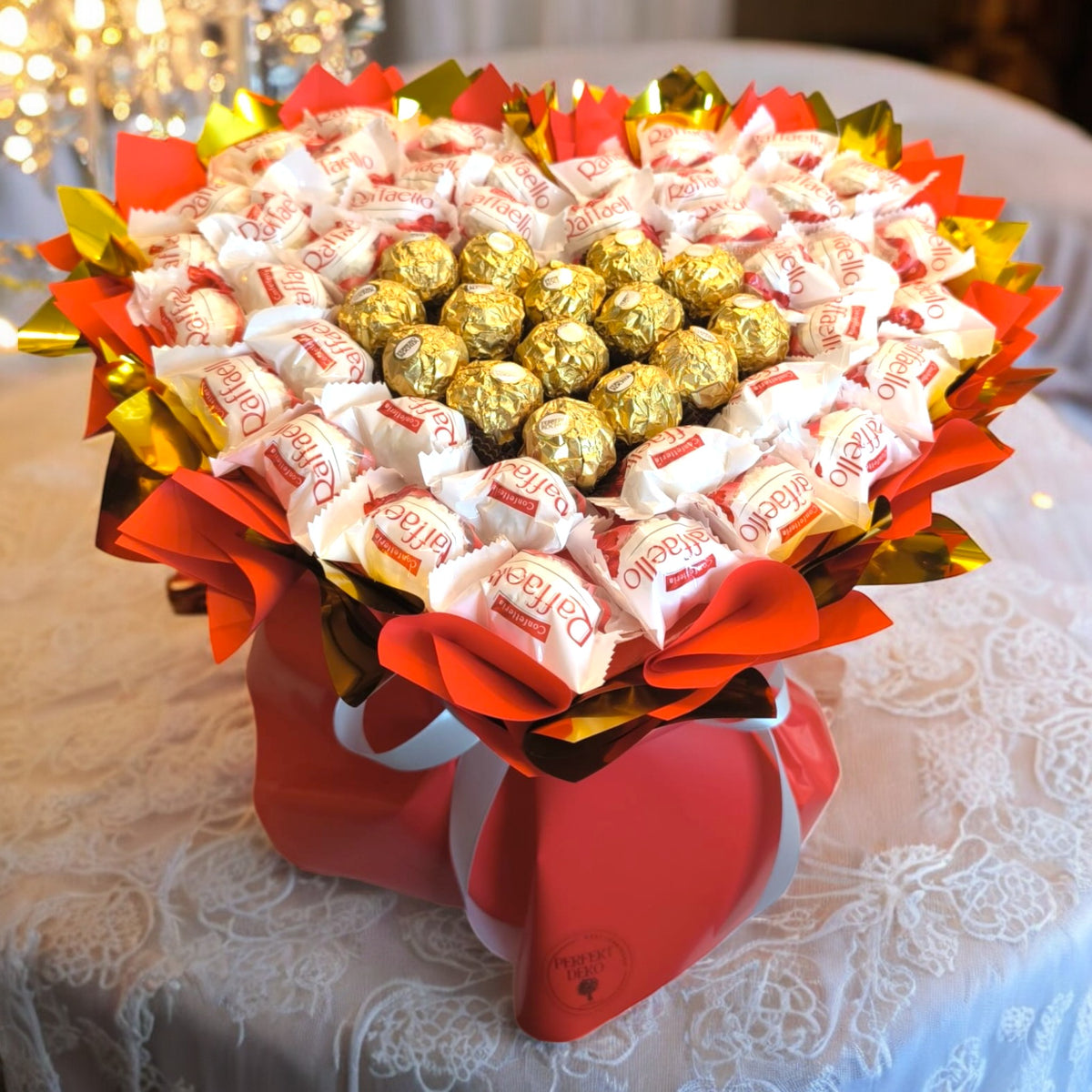 Ferrero & Raffaello Blumenstrauß – Elegantes Pralinen-Geschenk für bes ...