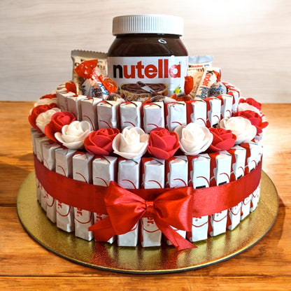 Luxuriöse Nutella-Geschenktorte – Perfektes Schoko-Bouquet mit Kinder-Süßigkeiten