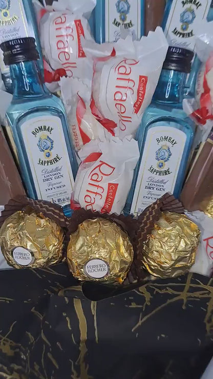 Essbarer Strauß "Gin" – Mit Bombay Sapphire Gin und exklusiven Pralinen