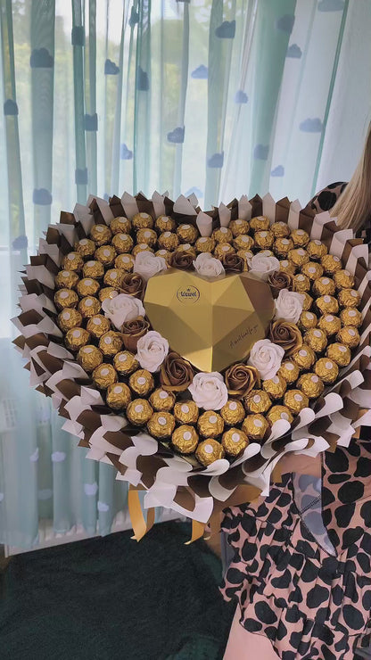 Exklusiver Schokoladenstrauß XL in Herzform mit Ferrero Rocher – Geschenk für besondere Anlässe