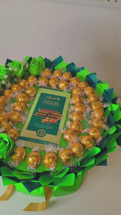 Schokoladenstrauß "Dubai Gold Edition" – Luxuriöses Lindt-Pralinen-Bouquet mit Pistazien-Schokolade