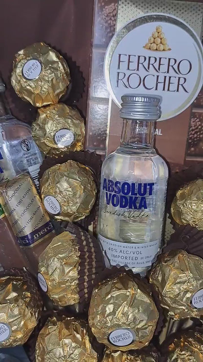 Bouquet of pleasure with "Absolut Vodka" miniatures and chocolates - Exclusive gift for special occasions 