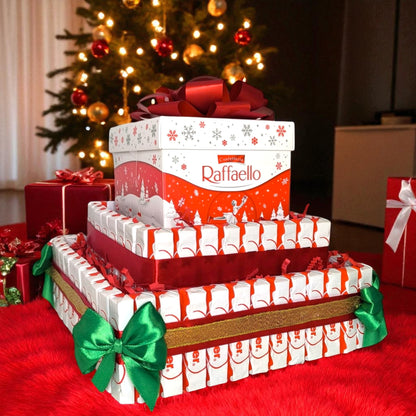 Kinder Schokolade Torte mit Raffaello Geschenkbox – Edle Geschenktorte aus Schokolade | Weihnachtsgeschenk für Männer & Frauen | Handgemacht von Perfekt Deko