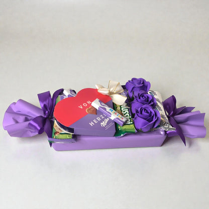 Bonbon Geschenk mit Milka Herz – Lila Edition