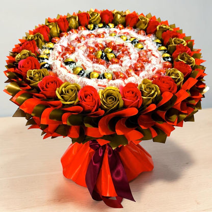 Premium Pralinenstrauß Rote Eleganz