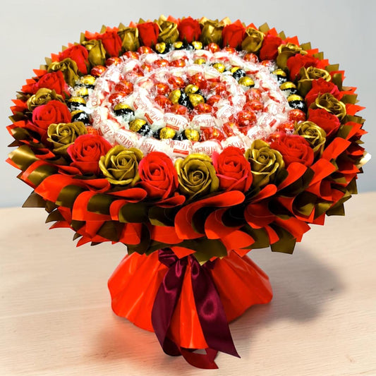 Premium Pralinenstrauß Rote Eleganz