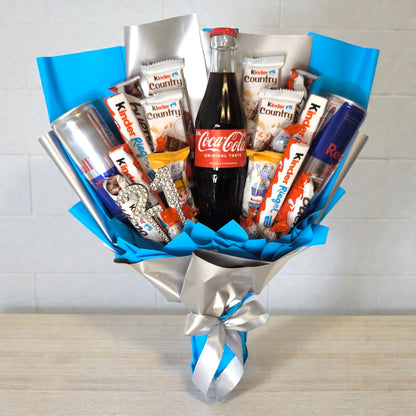 Süßigkeiten Strauss mit Kinder, Red Bull & Coca-Cola – Geschenkidee zum Geburtstag