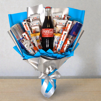 Süßigkeiten Strauss mit Kinder, Red Bull & Coca-Cola – Geschenkidee zum Geburtstag