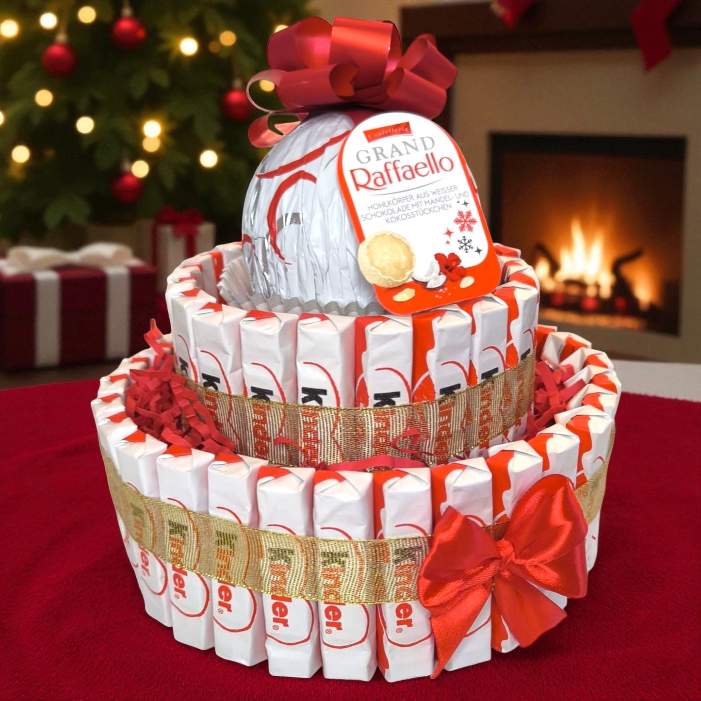 Raffaello Geschenk Torte „Grand Raffaello” – Edle Süßigkeitentorte mit Ferrero Raffaello • Perfektes Weihnachtsgeschenk