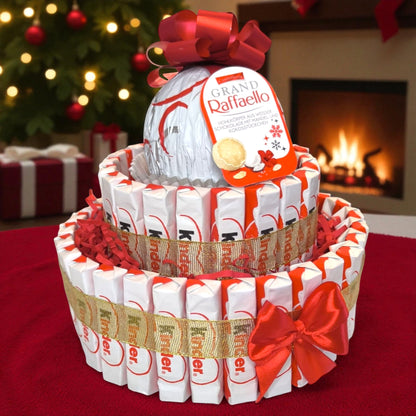 Raffaello Geschenk Torte „Grand Raffaello” – Edle Süßigkeitentorte mit Ferrero Raffaello • Perfektes Weihnachtsgeschenk