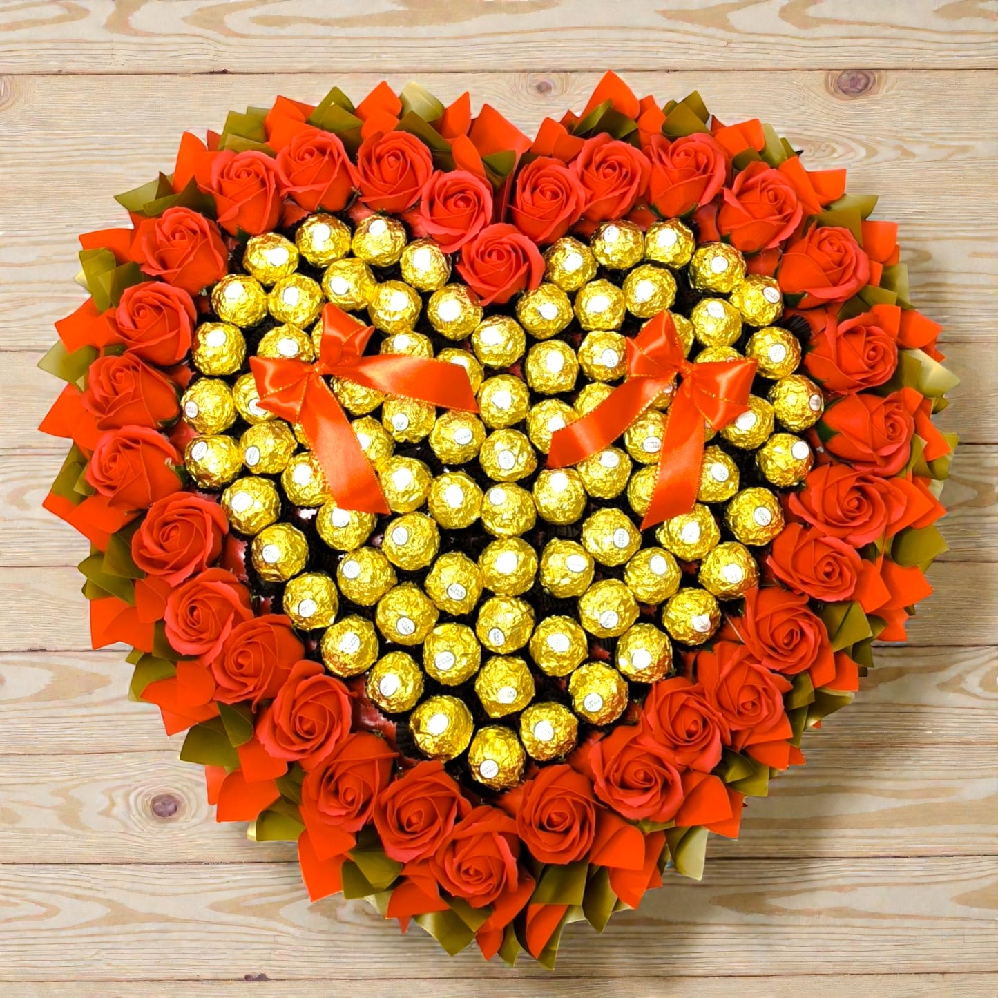 Ferrero Rocher Herz Strauß Deluxe XL – Exklusiver Schokoladenstrauß in Herzform