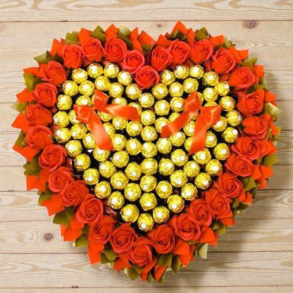 Ferrero Rocher Herz Strauß Deluxe XL – Exklusiver Schokoladenstrauß in Herzform