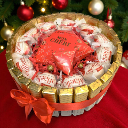 Raffaello & Mon Chéri Weihnachtsstrauß – Premium Süßigkeitengeschenk in Sternform