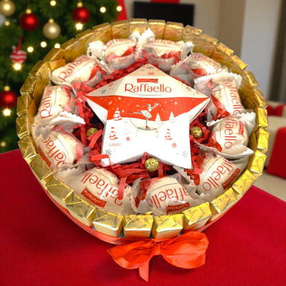Raffaello Weihnachts Geschenkbox „Stern“ – Edle Süßigkeitentorte mit Ferrero Raffaello & Golddeko