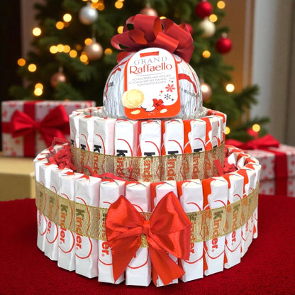 Raffaello Geschenk Torte „Grand Raffaello” – Edle Süßigkeitentorte mit Ferrero Raffaello • Perfektes Weihnachtsgeschenk